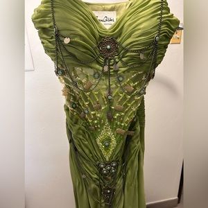Green chain dress